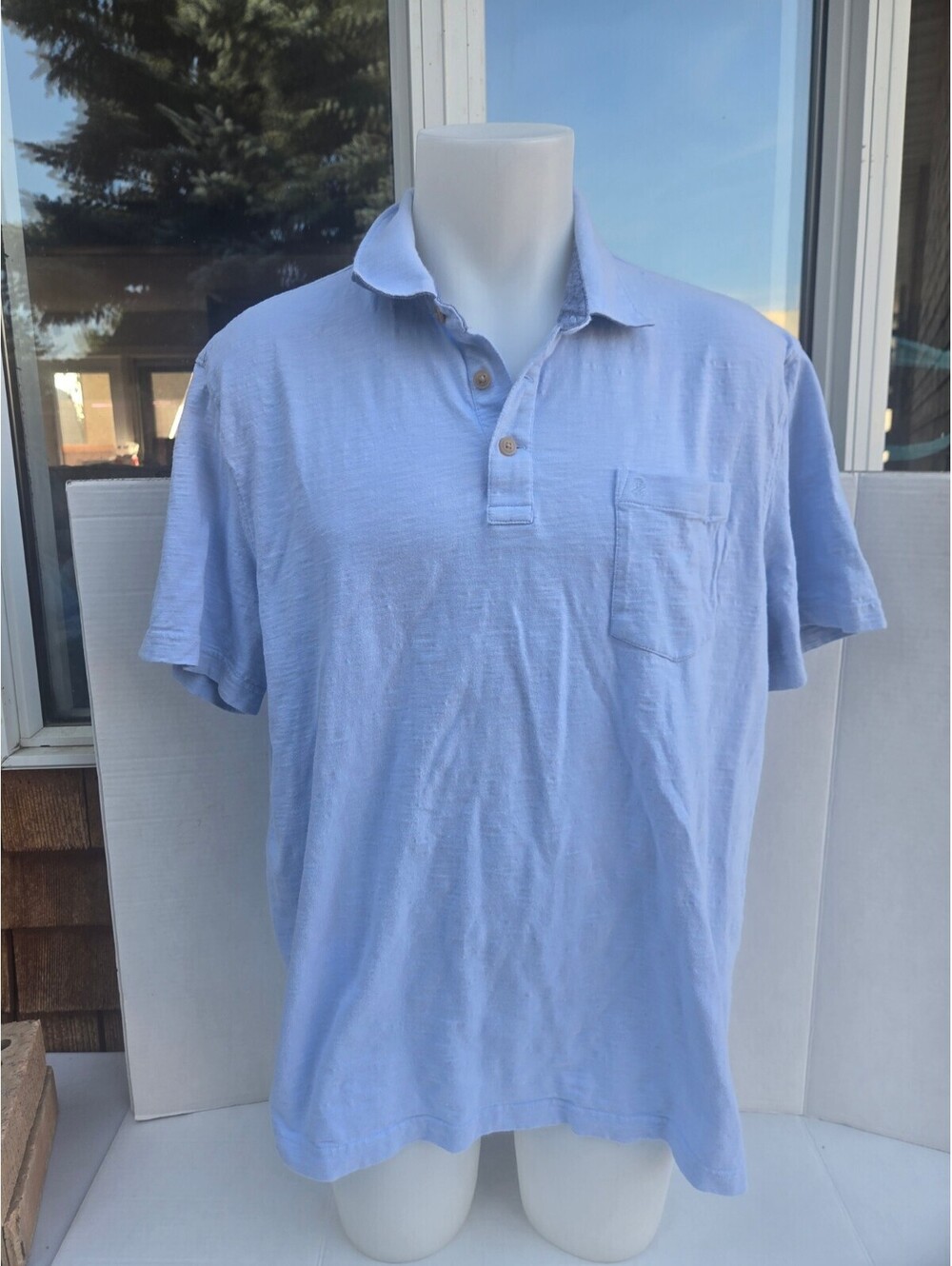 Men's IZOD Light Blue Cotton Polo Shirt XXL with Chest Pocket